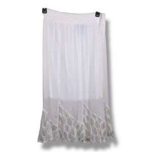 NEW Medium Apt 9 White Skirt Lace Accent Elastic Waistband Boho Bohemian Lined